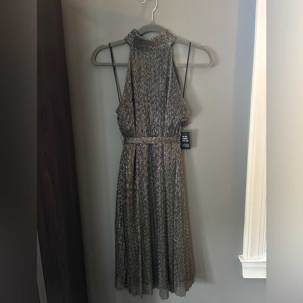 NWT! Rachel Zoe X Express Metallic Halter Dress